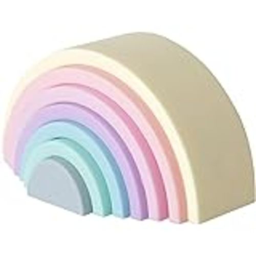 Amazon.com: BLUE GINKGO Silicone Rainbow Stacker - Montessori Rainbow Nesting Puzzle | Kids and Toddler | Stacking Rainbow, Sensory Rainbow Toys - 7 Layers (Pastel) : Toys & Games