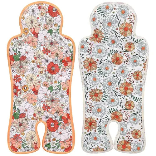 Pinkunn 2 Pcs Gel Car Seat Cooling Pad for Baby Summer Breathable Ice Cushion Multifunctional Ice Stroller Cooler Mat for Stroller Baby Dining Chair Child Safety Seat(Classic Color,Flower)