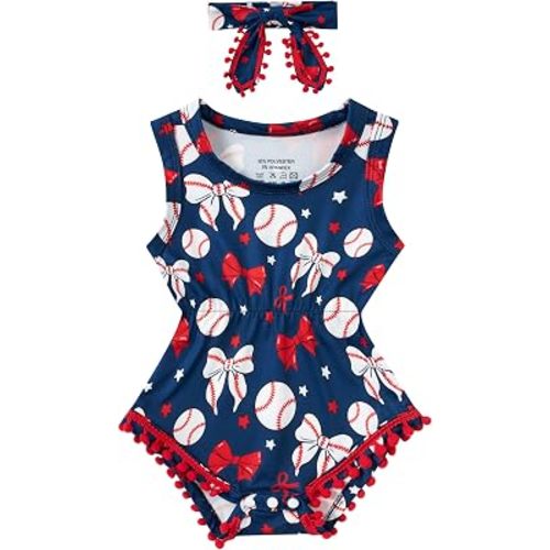 BFUSTYLE Baby Girl Clothes 0-24 Months Outfit Sleeveless Infant Romper | Cute Round Neck One Piece Bodysuit with Headband for Daily,Birthday,Party,Vacation