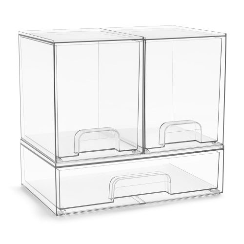 Sorbus Acrylic Storage Containers - 3 Pack, Stackable Storage Bins Set for Bathroom Organization - Clear Acrylic Drawer Organizers - Makeup Case Pull-Out Drawers (7.6’’ Tall and 12.1’’ Wide)