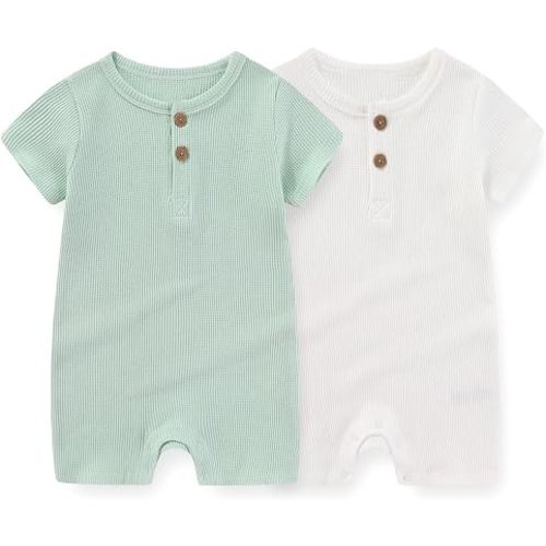 JELYLOVE Unisex 2 Pack Short Sleeve Baby Romper Infant Boy Girl Jumpsuits