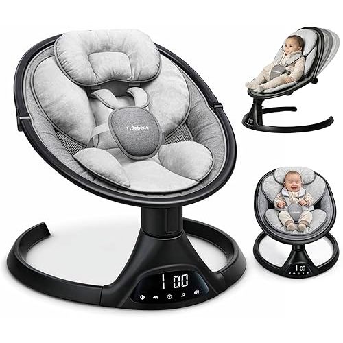 Lulabelle Baby Swings for Infants, 3-in-1 Infant Swing, 5 Sway Speeds | 10 Preset Lullabies & Bluetooth, Portable Newborn Swing for Home or Travel | Electric Baby Swing with Adjustable Height