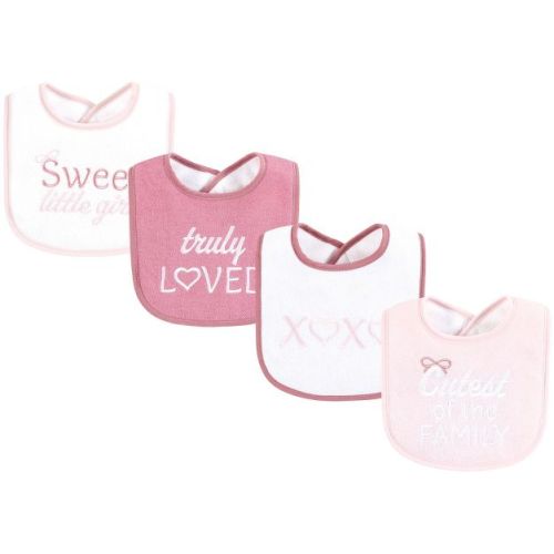 Hudson Baby Infant Girl Cotton Terry Drooler Bibs with Fiber Filling, Cutest Family, One Size