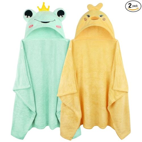Toddler Bath Towel Hooded Kids Towel Bath Baby Towels with Hood for Boy Girl 0-5 Years, 2-Pack Soft Absorbent Baby Bath Towels Toddler Towels, Large Thick 50''x32'' Kids Hooded Towel for Toddlers