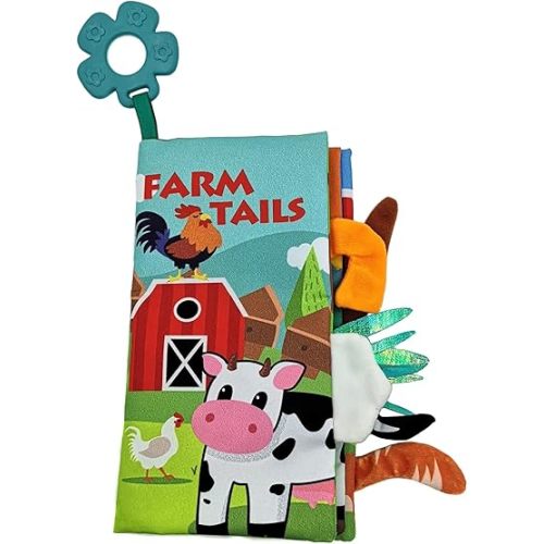 Soft CrinkleInfant UnbreakableToddler Baby Books for 0-6 Months, Vivid Farm Tail,Teething Toys,Tummy Time Toys,Early Touch Feel Book Gift for Newborn Essentials.