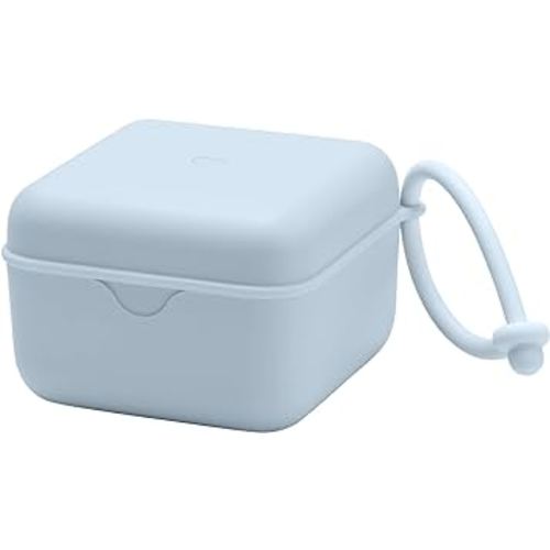 BIBS Pacifier Box with Loop for Storing & Carrying Soothers | 100% BPA Free Material | Designed & Made in Denmark | Baby Blue