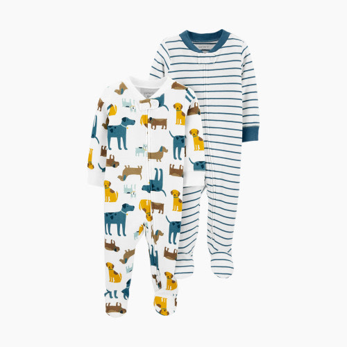 Carter's Zipper Footie with Snap (2 Pack) - Teal/Multi, 6M