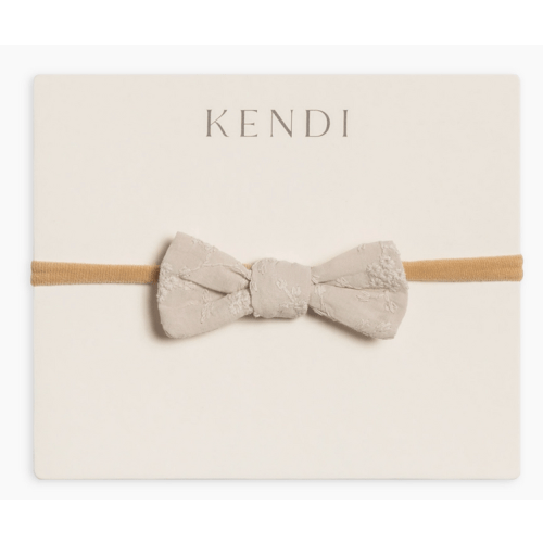 Baby Eyelet Dainty Bow - Oat - The Spotted Goose