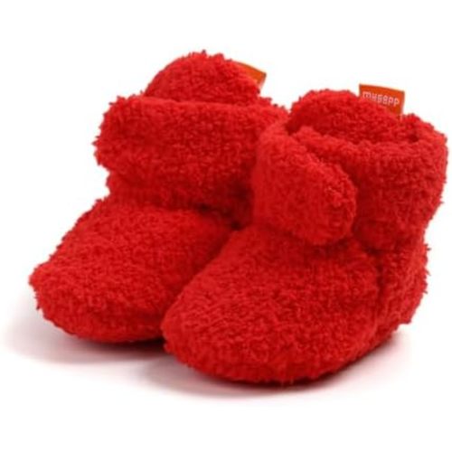 Baby Booties Cozy Fleece Slippers Soft Baby Shoes With Gripper Soles, Winter Warm Infant Newborn Crib Sock Shoes First Walkers