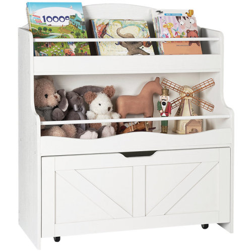 Lark Manor™ Kids Bookcase and Toy Storage Organizer with Wheels | Wayfair