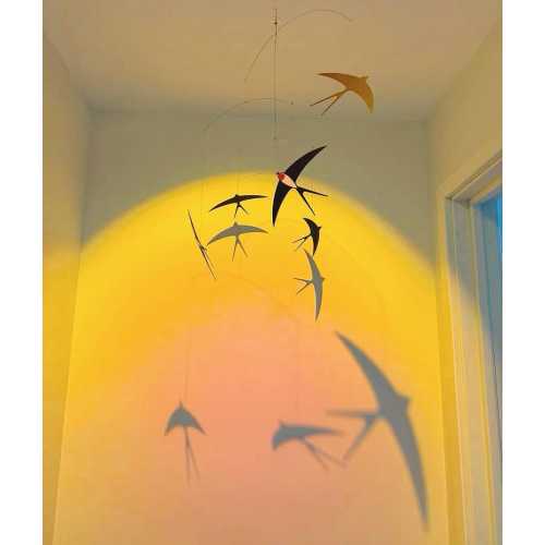 Rustic Cute and Lively Swallow, Airborne Balance Hanging Ornament, Silent Wind Chime, Flying Swallows for Garden, Minimalistic Indoor Decor