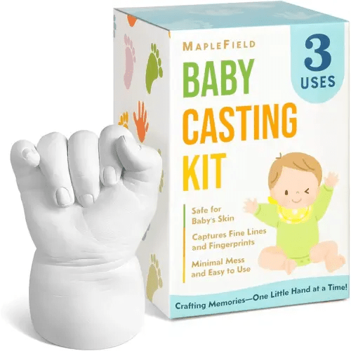 Maplefield 3D Baby Casting Kit - Safe and Easy to Use - DIY Mess-Free Hand and Feet Molding Kit - 3 Packs of Mixing and Setting Powder - Ideal Family Keepsake and Thoughtful Baby Gift