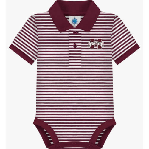 Creative Knitwear College Baby Striped Polo Bodysuit - Team Logo, Multiple Colors, for Boys & Girls (0-12 Months)