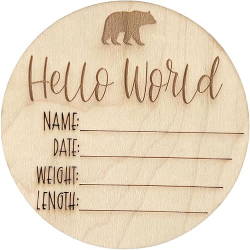 Personalized Wooden Baby Birth Announcement – Custom Engraved Newborn Plaque – Gender-Neutral Newborn Keepsake for Nursery or Baby Photos – Ideal Baby Shower Gift