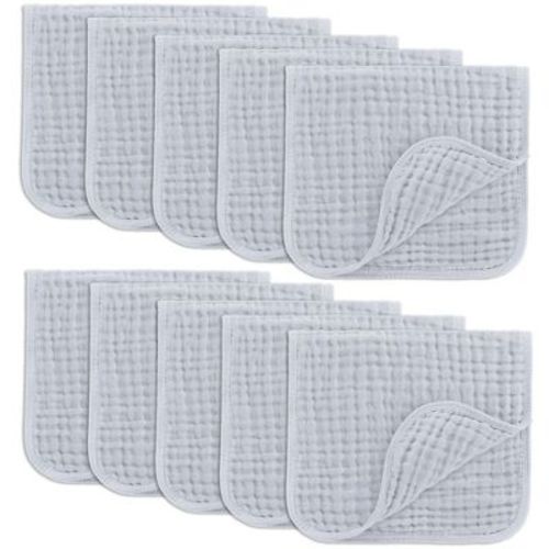 Muslin Burp Cloths Large 100% Cotton by Comfy Cubs (White, Pack of 6)