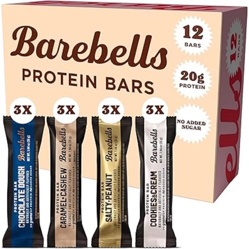 Barebells Protein Bars Variety Pack - 12 Count, 1.9oz Bars - Protein Snacks with 20g of High Protein - Chocolate Protein Bar with 1g of Total Sugars - Perfect on The Go Protein Snack & Breakfast Bars