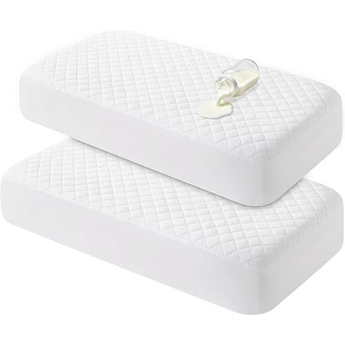 BEDSUM 2-Pack Waterproof Crib Mattress Protector, 28" x 52",White