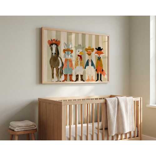 Western Animal Wall Art, Cowboy Nursery Print, Farmhouse Kids Decor, Cute Rodeo Animals, Country Playroom Poster, Baby Shower Gift