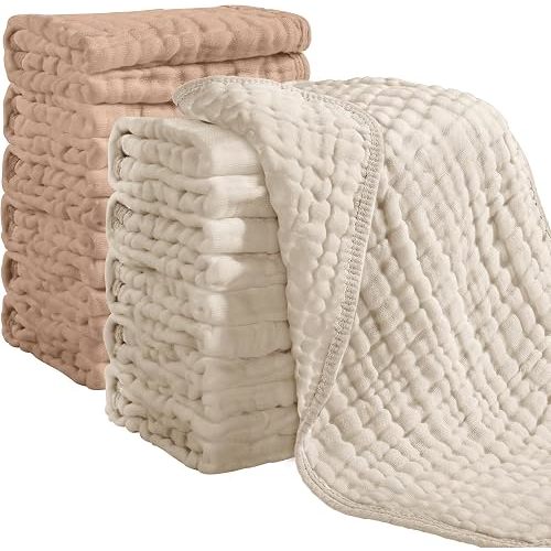Looxii Muslin Baby Burp Cloths, Absorbent Brup Rags 12 Pack Set for Baby