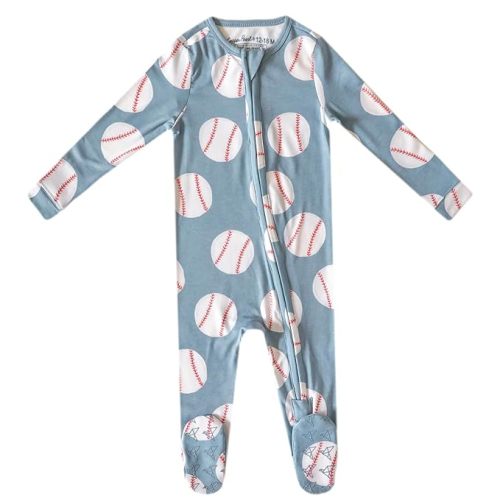 Copper Pearl Zip-Up Footie Baby Pajamas: Ultra-Soft Boys Pajamas and Girls Pajamas, Premium Knit Fabric in Stylish Prints, Tag-Free with Two-Way Zipper, Sized Newborn to 24 Months, Slugger