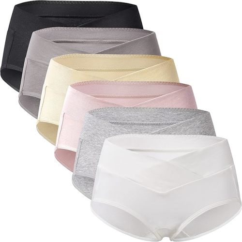 Mama Cotton Women's Under The Bump Maternity Panties Pregnancy Postpartum Maternity Underwear Multi-Pack