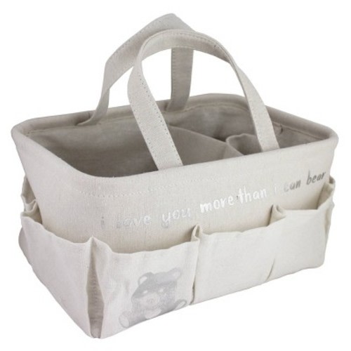 Beriwinkle Linen "I love you more than I can bear" Diaper Caddy - Ivory
