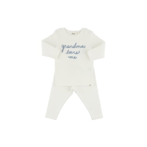 Grandma Loves Me Fog Embroidered Two Piece Set