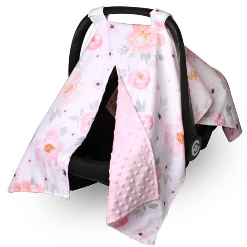 Car Seat Cover Baby Winter, Minky Infant Car Seat Cover, Cozy & Warm Carseat Canopy for Boys and Girls, Multi-use Baby Carrier, Stroller, Nursing Cover, Minky Blanket