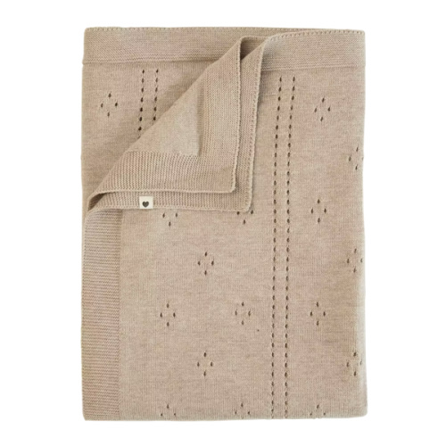 Knitted Blanket Pointelle - Vanilla