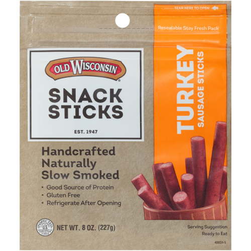 Old Wisconsin® Snack Sticks Turkey Sausage Sticks 8 oz. Pouch