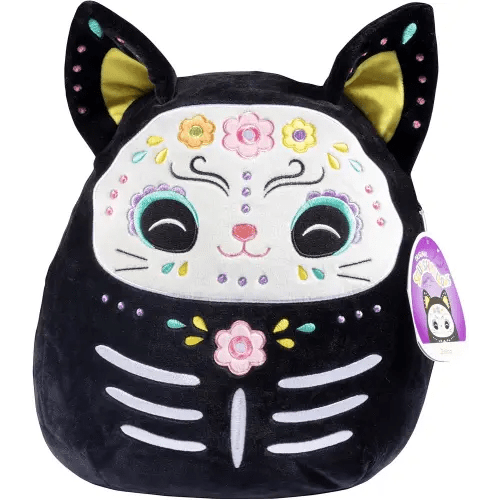 Squishmallows Original 12-Inch Zelina Day of The Dead Cat - Official Jazwares Halloween Plush - Collectible Soft & Squishy Kitty Stuffed Animal Toy - Add to Your Squad - Gift for Kids, Girls & Boys