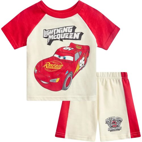 Disney Baby Boys Short Sets - 2 Piece Mickey Mouse Lightning McQueen Toy Story Short Sleeve T-Shirt and Shorts (12M-24M)