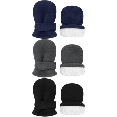 Olreco 3 Pack Baby Mittens Winter Toddler Mittens Warm Fleece Infant Gloves for Boys Girls Toddler Snow Gloves for Kids