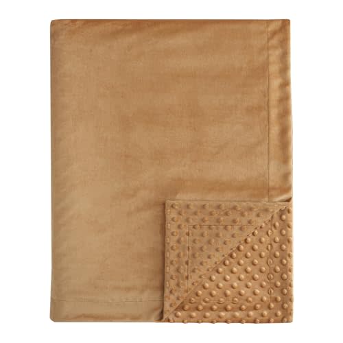 david's kids Micro Fleece Minky Baby Blanket for Boys Girls Neutral with Double Layer and Soothing Raised Dots, 40x50 Inches Breathable and Soft Lightweight Receiving Blanket for Newborns, Biscuit