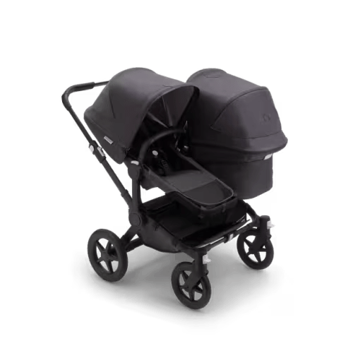 Bugaboo Donkey 5 Duo double stroller mineral washed black sun canopy, mineral washed black fabrics, black base | Bugaboo