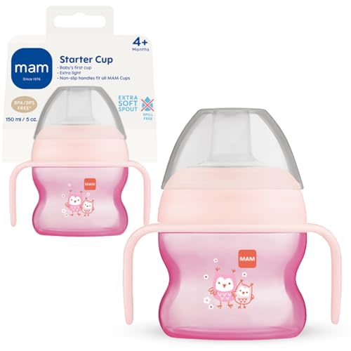 MAM 5oz Starter Sippy Cup, Extra-Soft Spill-Free Spout 4+ Months, 1 Pk | Non-Slip Handles, Bottle to cup transition, Dishwasher Safe, Made In Europe