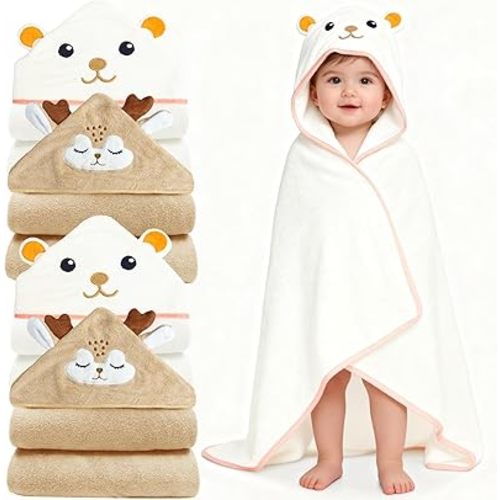 Hooded Baby Bath Towels 4 Pack for Infant Toddler