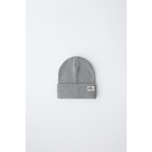 LABEL RIBBED KNIT HAT - Gray | ZARA United States