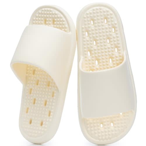 GOEWY Shower Shoes with Drain Holes Massage Granules for Women Men Gym Shower Slippers Slides Quick Drying Bathroom Beach Sandals Lightweight Non-Slip