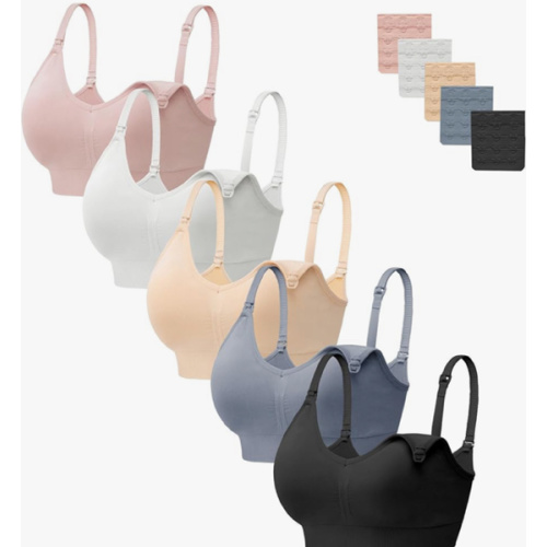 HBselect Women Maternity Bras 5 Pack Nursing Bras for Breastfeeding Seamless Pregnancy Sleep Bralette with Extra Extenders