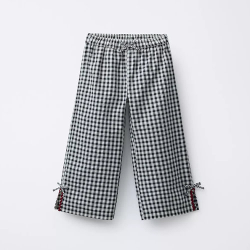 GINGHAM CULOTTES WITH WAVY TRIM - Ecru | ZARA United States