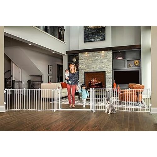 Regalo Safety 192" Double Door Super Wide Baby Gate & Play Yard, 8-Panel Adjustable Safety Gate for Doorways & Large Openings, Hardware Mounted Gate for Babies, Toddlers & Pets
