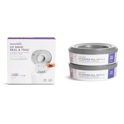 Munchkin® Refill Set for UV Diaper Pail - Includes 20 UV Snap, Seal & Toss™ Refill Bags and 2 UV Refill Rings