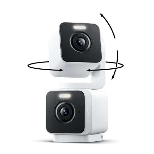 WYZE Duo Cam Pan Indoor/Outdoor IP65 2K 360° Pan/Tilt Smart Home Security Camera with Color Night Vision, Compatible with Alexa & Google Assistant, White