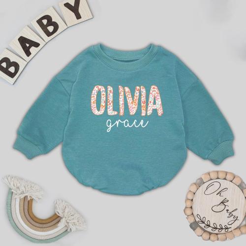 Personalized Name Baby Girl Bubble Romper, Custom Embroidered Summer Romper, Newborn Infant Coming Home Outfit, Baby Shower Gift