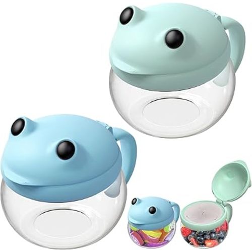 SELEWARE 2 Pack Toddler Snack Cups Spill-Proof Snack Containers for Kids