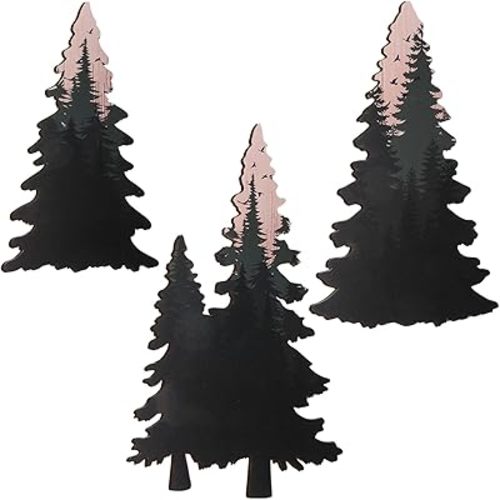 Lumncomfor 3PCS Wooden Pine Tree Wall Art Set, Forest Wall Decor Woodland Nature Tree Themed Home Decor Rustic Christmas Gift for Living Room Nursery Bedroom Cabin Office