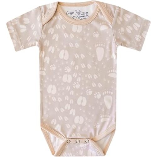 Copper Pearl Short Sleeve Bodysuit Baby: Ultra Soft Bodysuits for Newborns, Boys, Girls, and Infants - Stylish, Comfortable, Overlap Shoulders, Premium Knit Fabric - Tracker, 0-3 Months