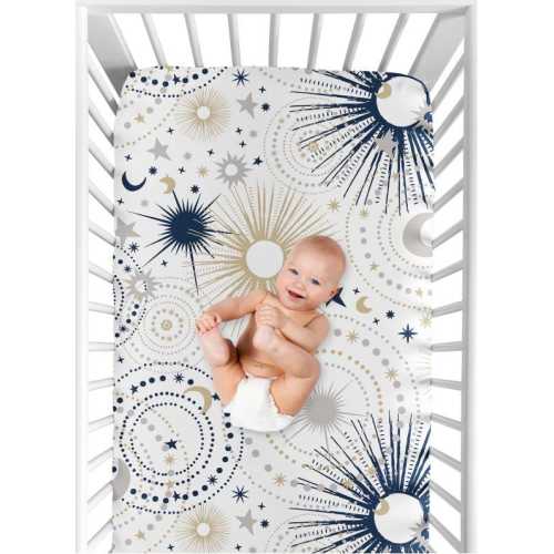 Celestial Moon And Stars Baby Blanket, Unisex Nursery Throw, Soft Cozy Celestial Baby Shower Gift, Starry Night Sky Baby Blanket