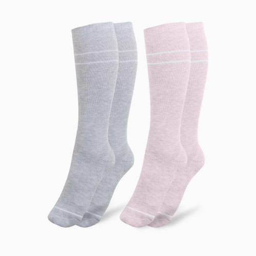 Premium Maternity Compression Socks (2-Pack) - Grey Heather/Soft Pink